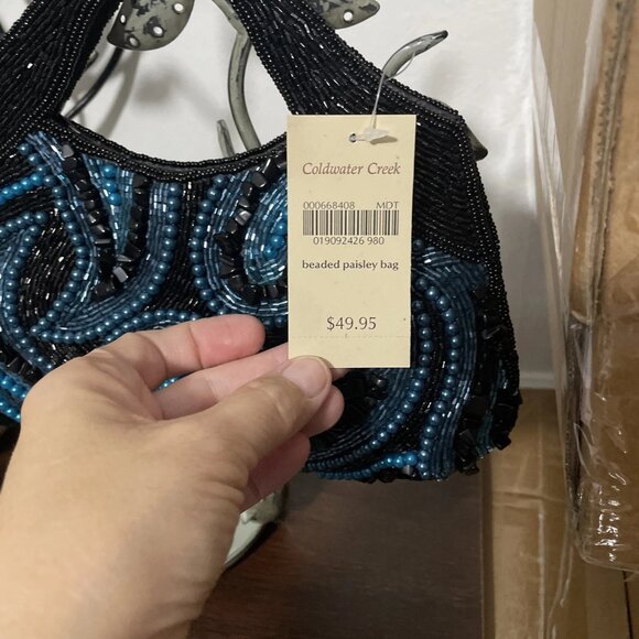 Coldwater Creek Beaded Blue Paisley Print Evening Shoulder Bag - NWT - Picture 5 of 5